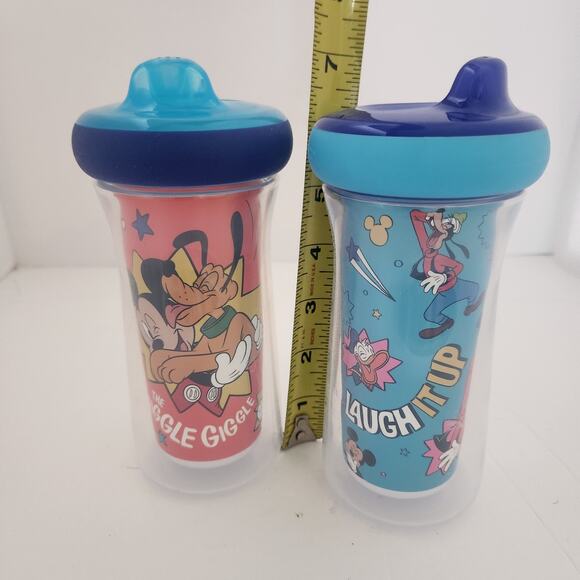 First Years Mickey Goofy and Donald 9 0z Insulated sippy cups set of 2 - Picture 1 of 4